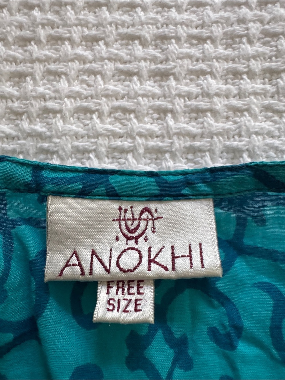Turquoise Printed Caftan Coverup with Drawstring Waist - Picture 5 of 5